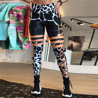 Leopard Stripe 3D Print Leggings