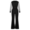 Black V-Neck Mesh Sequins Jumpsuit